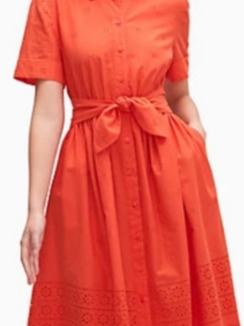 Kate Spade Women's Orange Tie-Waist Button-Front Dress